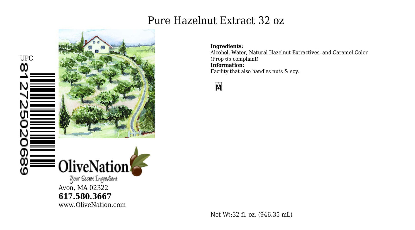 Hazelnut Extract - Rich Nutty Flavor For Cakes - Cookies - Ice Cream - Pg Free - Non-Gmo - Gluten Free - Kosher - Vegan - 32 Oun
