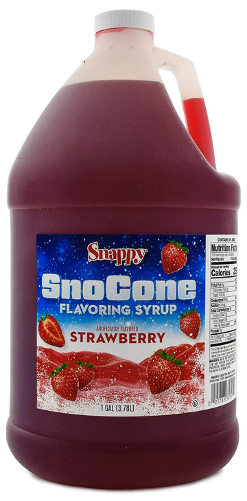 SNAPPY Sno Cone Syrup, Strawberry Flavor, Ready to Use, 1 Gallon (128 Fl Oz), Model 33307GA