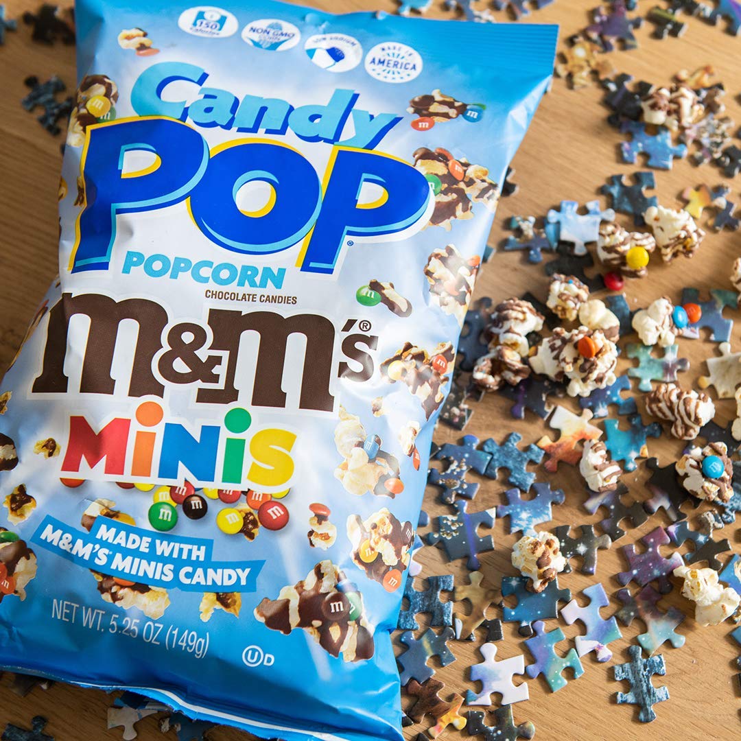 CANDY POP M&M Minis Candy Coated Popcorn (5.25oz bags) Made with Real M&M MinisCandy Pieces - Pack of 6