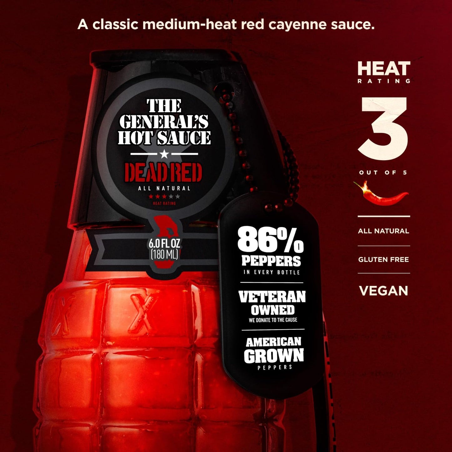 The Generals Hot Sauce 3-Pack Gift Set – Includes Dead Red, Danger Close, Shock & Awe – 3 Count in Military-Inspired Box