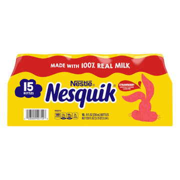 Nesquik Strawberry Flavored Milk, Ready To Drink, Low-Fat Milk, 15 Pack, 8 Fl Oz Bottles