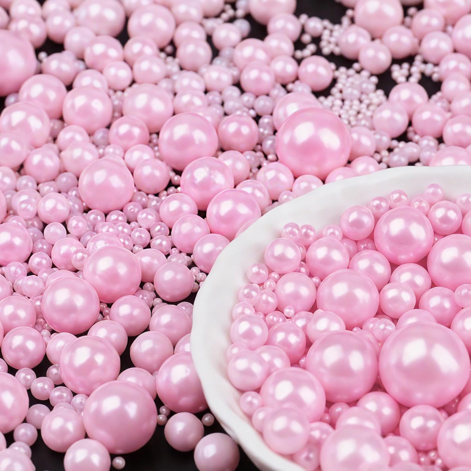 Pink Pearl Sprinkles for Cake Decorating, 6 Sizes Mix 4.6 oz Edible Pearls Sugar Cake Sprinkles for Ice Cream Baking Cupcake Coo