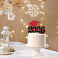 YCTHUNFISH Graduation Cake Topper - Class of 2026 Glitter Cap Decoration, Black & Red, Bamboo Material