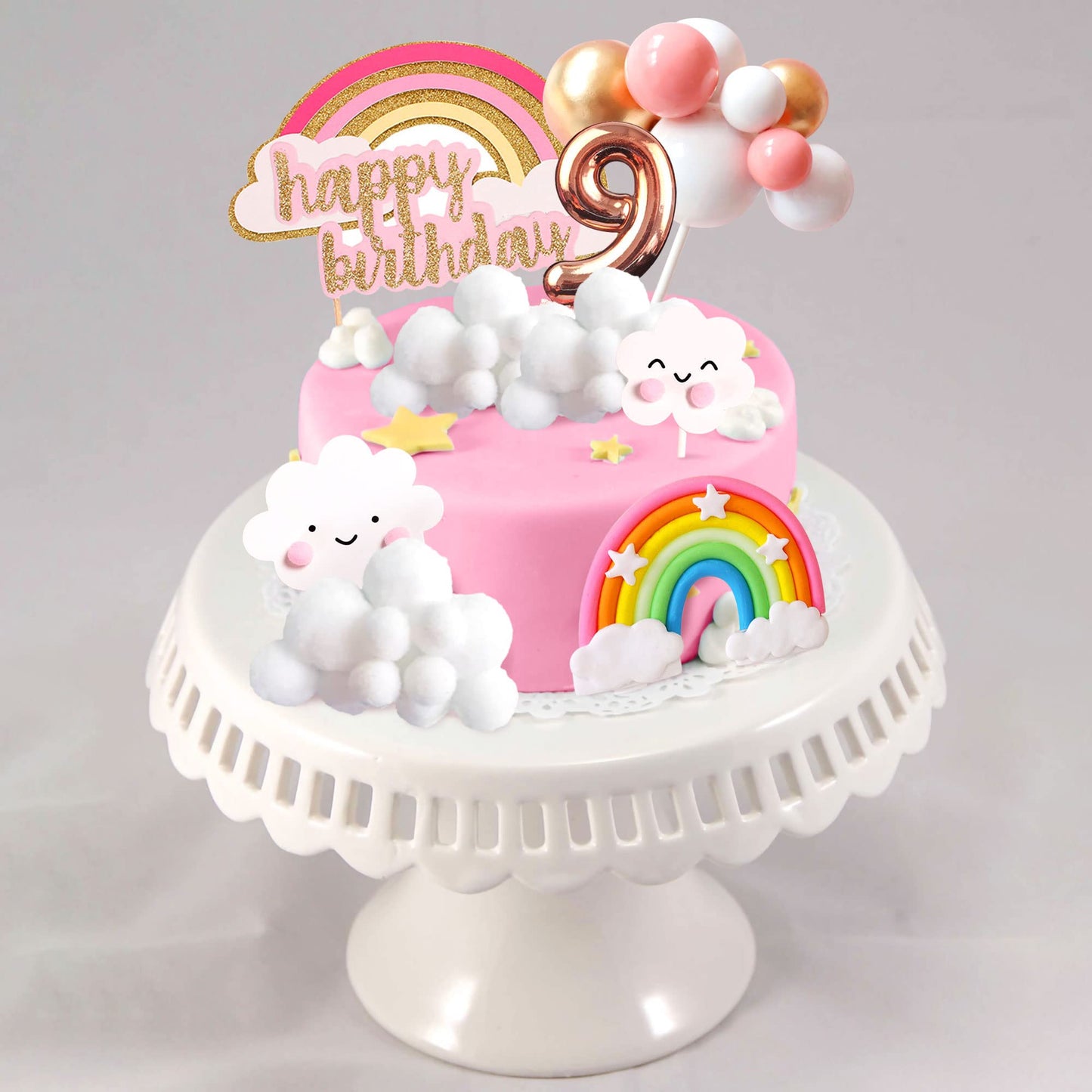 Laventy Pink On Cloud 9 Cake Decoration On Cloud 9 Birthday Cake Topper 9 Birthday Cake Decoration On Cloud 9 Party Supplies Clo
