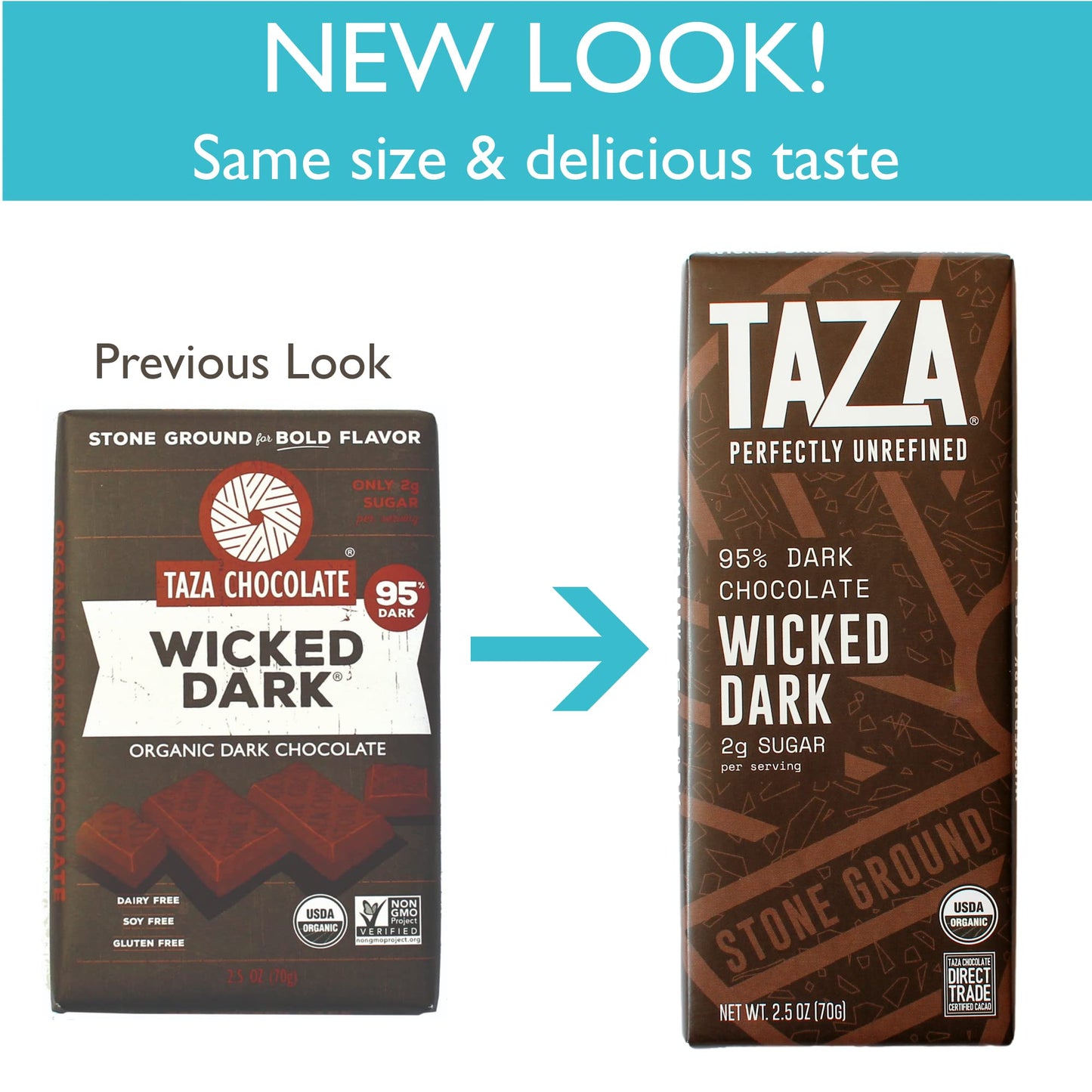 Taza Chocolate, 95% Wicked Dark Amaze Bar, 2.5 oz bars, case of 10