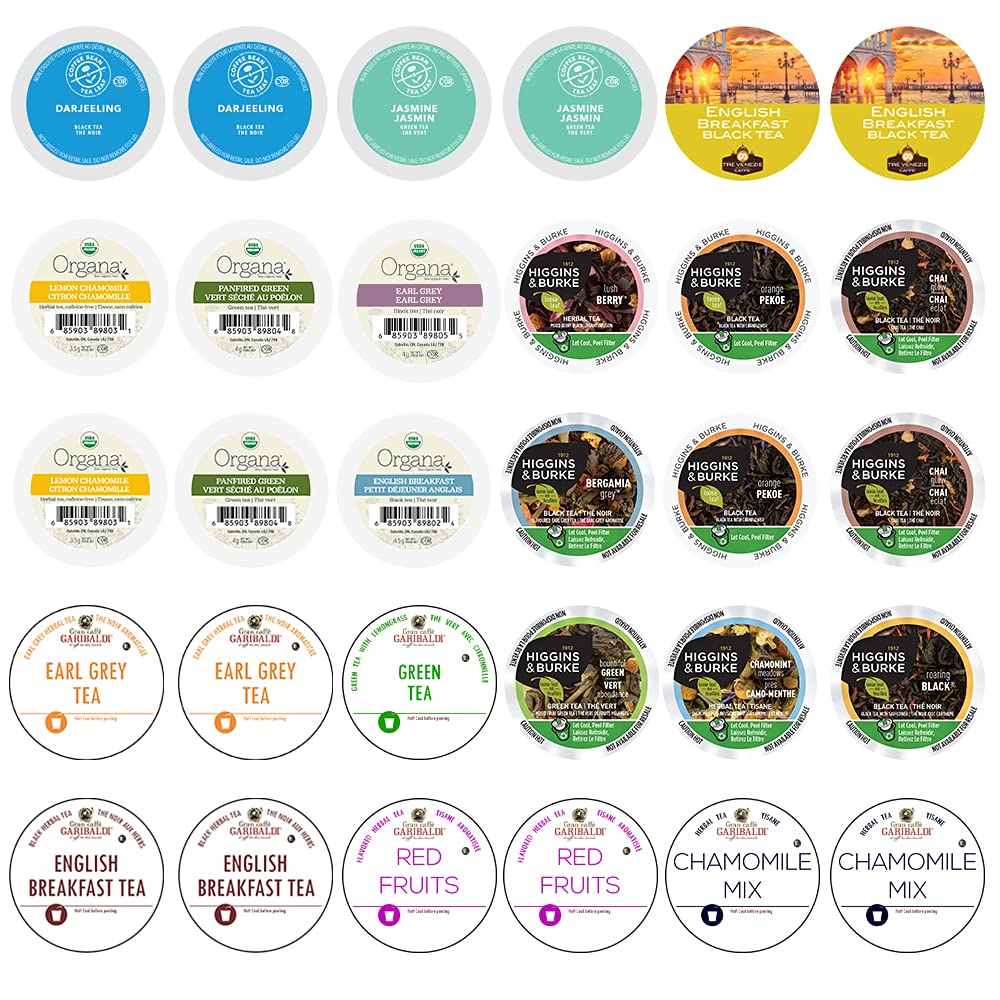 Custom Variety Pack Keurig K-Cup Variety Pack - Assorted Green, Black, White & Herbal Tea Pods, 30 Count