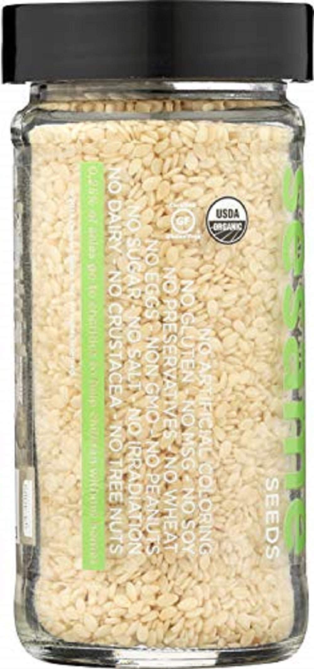 Spicely Organic Sesame Seeds White Whole 2.00 Ounce Jar Certified Gluten Free