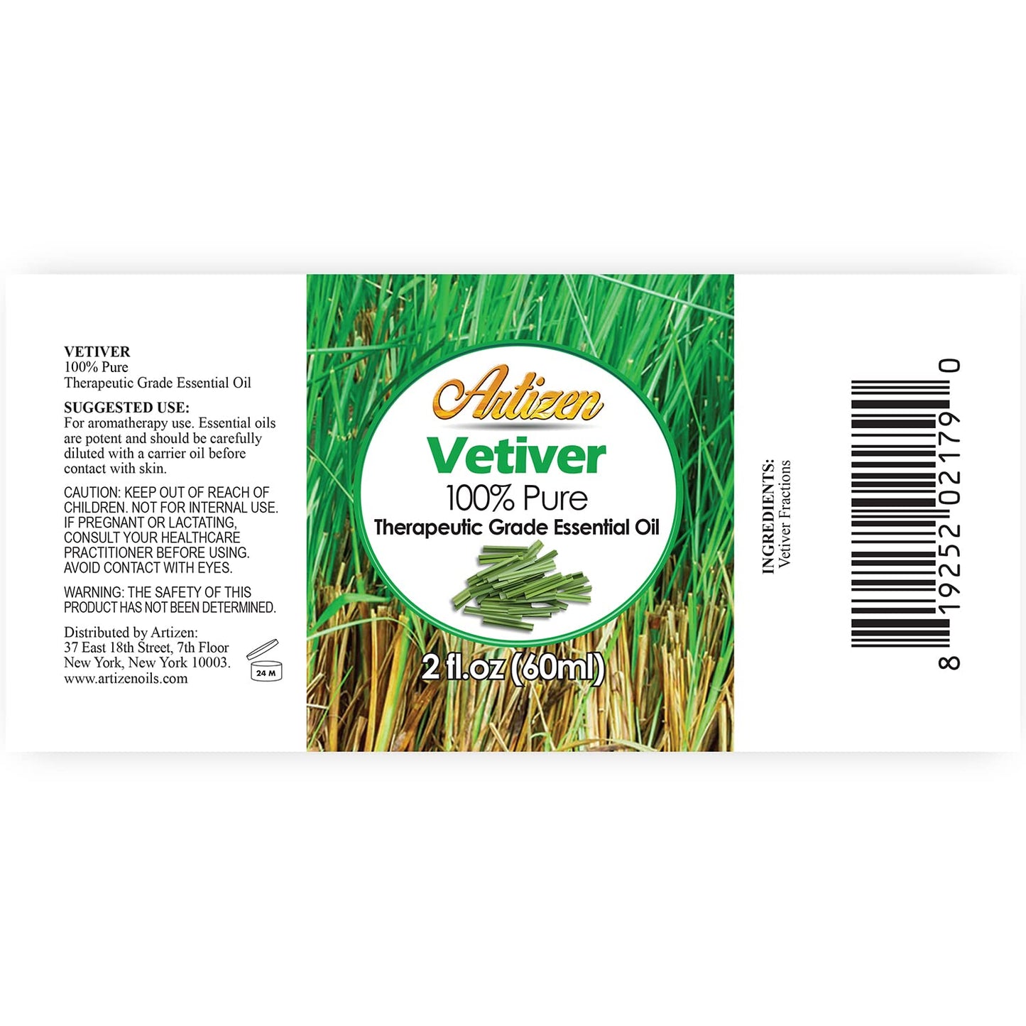Artizen 2Oz Oils - Vetiver Essential Oil - 2 Fluid Ounces