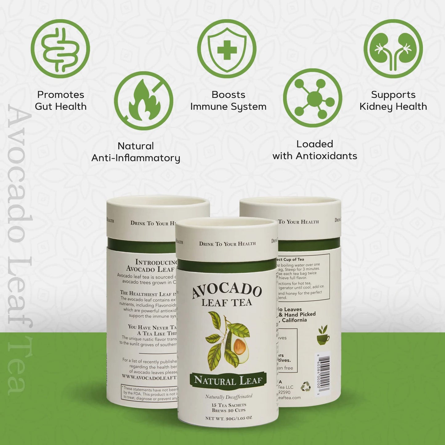 Avocado Leaf Tea – Caffeine-Free Herbal Wellness Tea – 15 Biodegradable Pyramid Sachets – Hot or Cold Brew