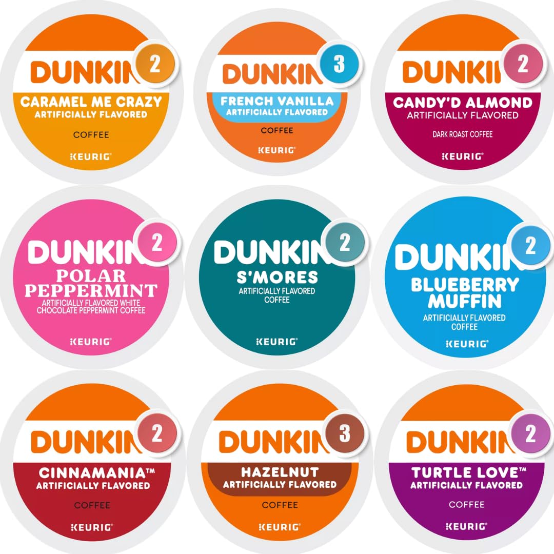 Flavored Coffee Variety Pack - 20 Count K-Cup Pods Sampler for K-Cup malt-inspired - Includes Caramel Me Crazy  French Vanilla  Hazelnut  Blueberry Muffin  Polar Peppermint  Turtle Love  Cinnamania  Smores & More