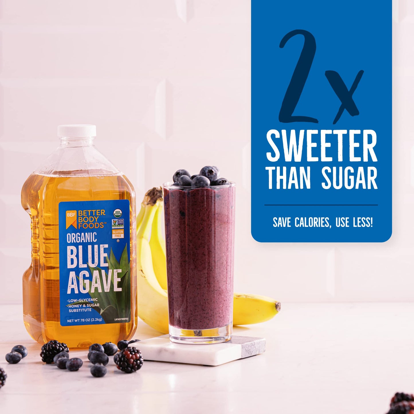 BetterBody Foods Organic Blue Agave Sweetener, Low Glycemic, 78 Fl Oz