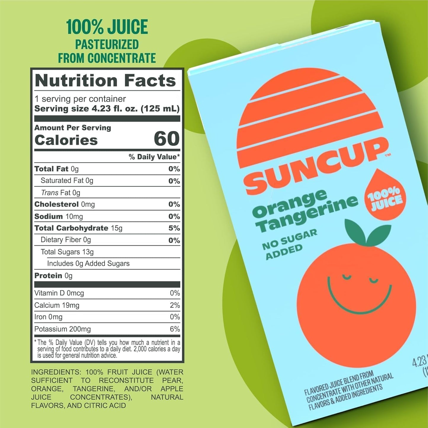 SunCup Juice - Orange Tangerine (40 Pack) 4.23 oz Juice Box with Straw | 100% Orange Tangerine Blend for Kids, Bulk Pack for Sch