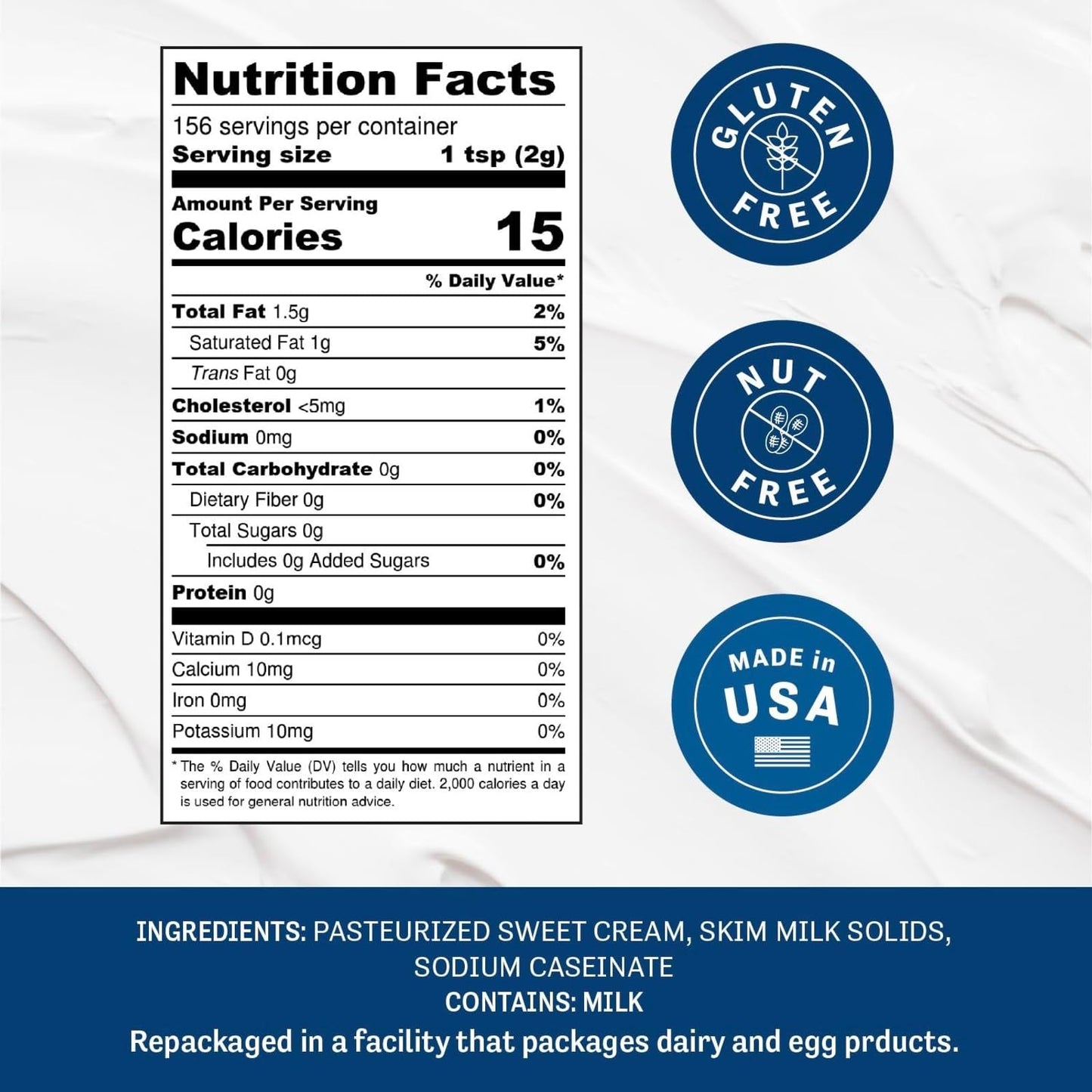 Judees Heavy Cream Powder - 11 oz - Baking Ingredients - Delicious and 100% Gluten-Free - Great for Coffee, Hot Chocolate, Sauc