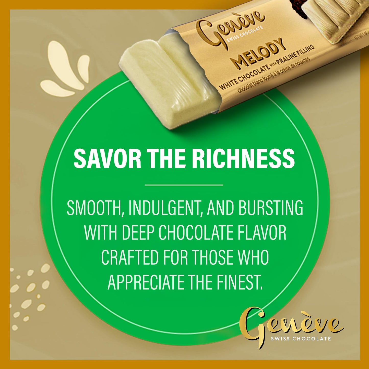 Genve Swiss White Chocolate Bars With Praline Filling, 1 Oz (12 Pack) | Geneve Melody Individually Wrapped Chocolate | Made With