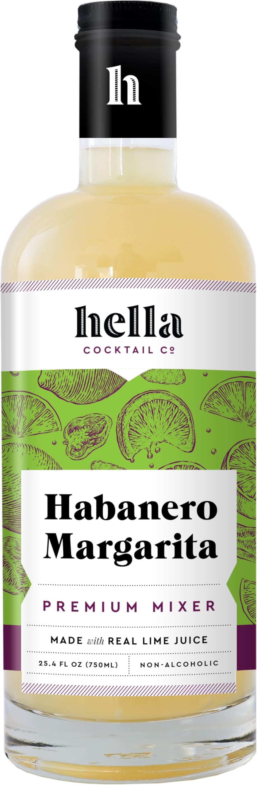 Hella Cocktail Co. Habanero Margarita Mixer - All-Natural, 750ml, 25.4 Fl Oz, Model HJM-3382
