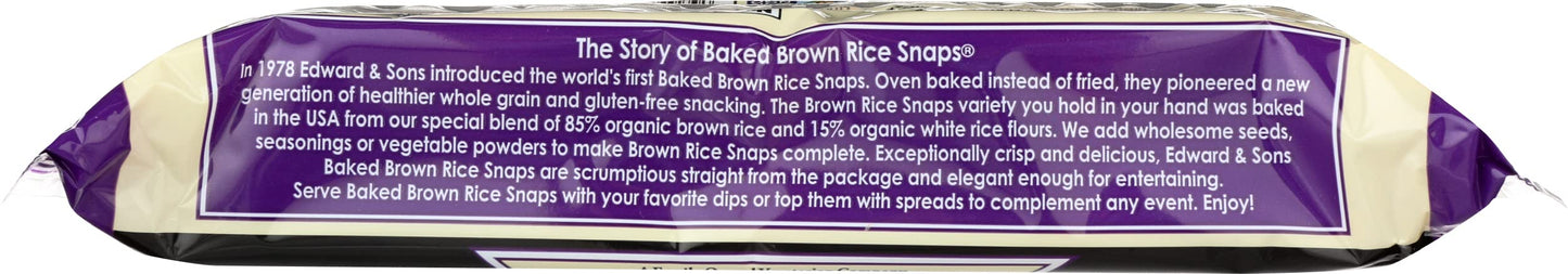 Edward & Sons, Brown Rice Snaps, Black Sesame Flavor, Organic, 3.5 oz