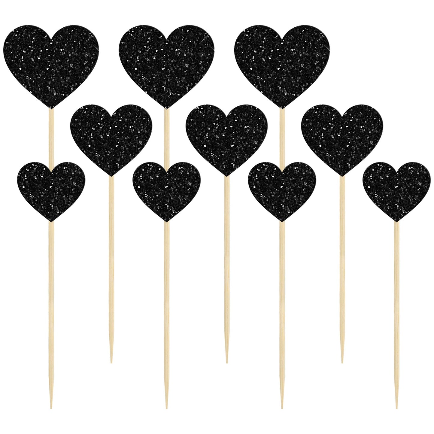 Gyufise 30Pcs Heart Cupcake Toppers Glitter Mixed Size Sweet Love Theme Heart Cake Decorations Wedding Engagement Bridal Shower
