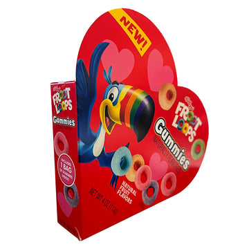 Froot Loops Valentine Gummies Heart Shaped Box With Gummy Candies Inside, Favorite Cereal Flavored Candy Gift, Basket Stuffers F