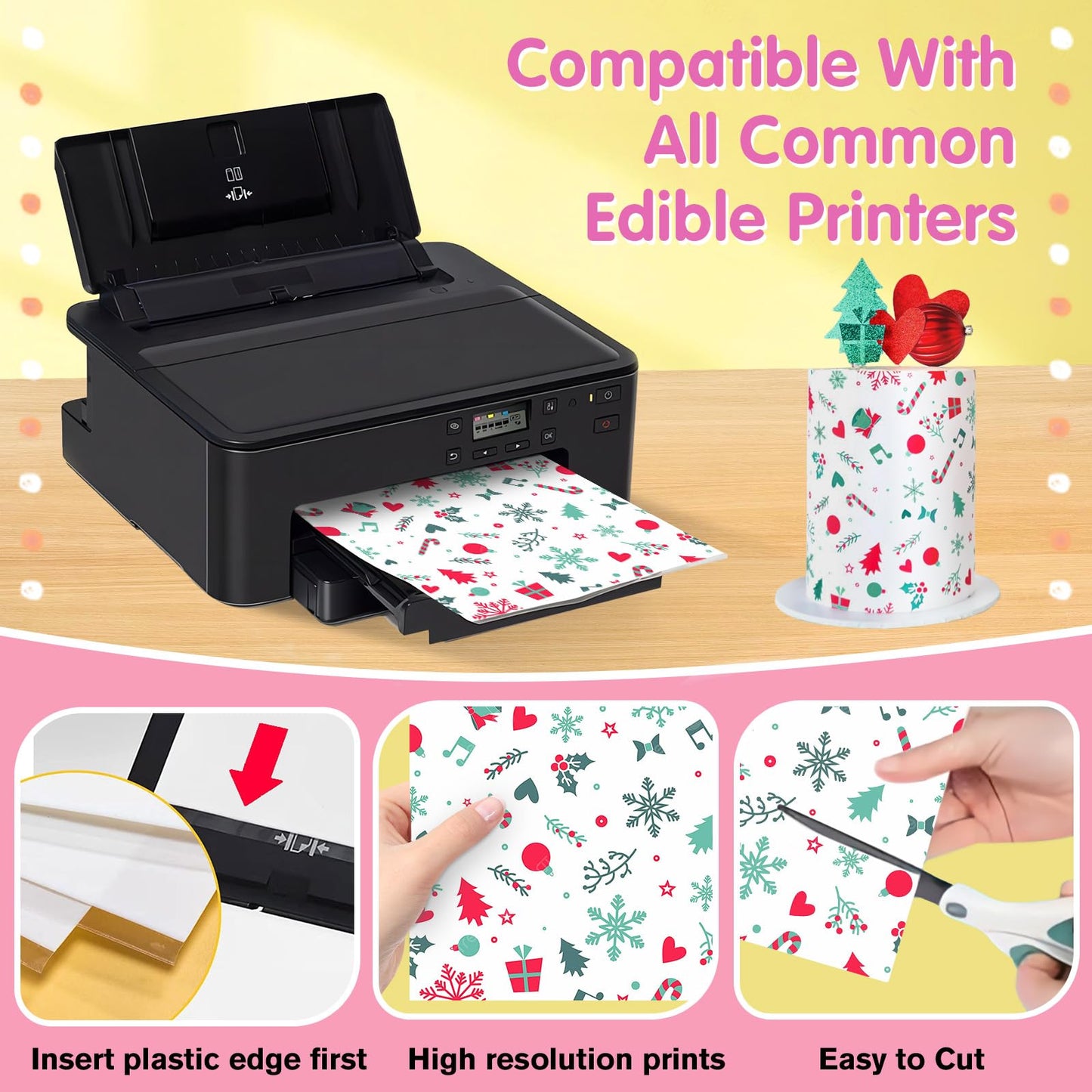 Cendale Edible Frosting Sheets - A4 25 Pcs Sugar Sheets For Edible Printer, Icing Sheets Edible Paper For Cake Printable, Sugar