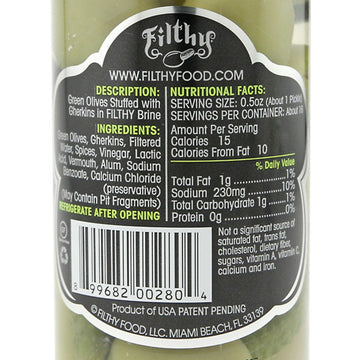 Filthy Food Filthy Pickle Stuffed Olive - 64oz PET Container - Smooth Olive & Brine Flavor