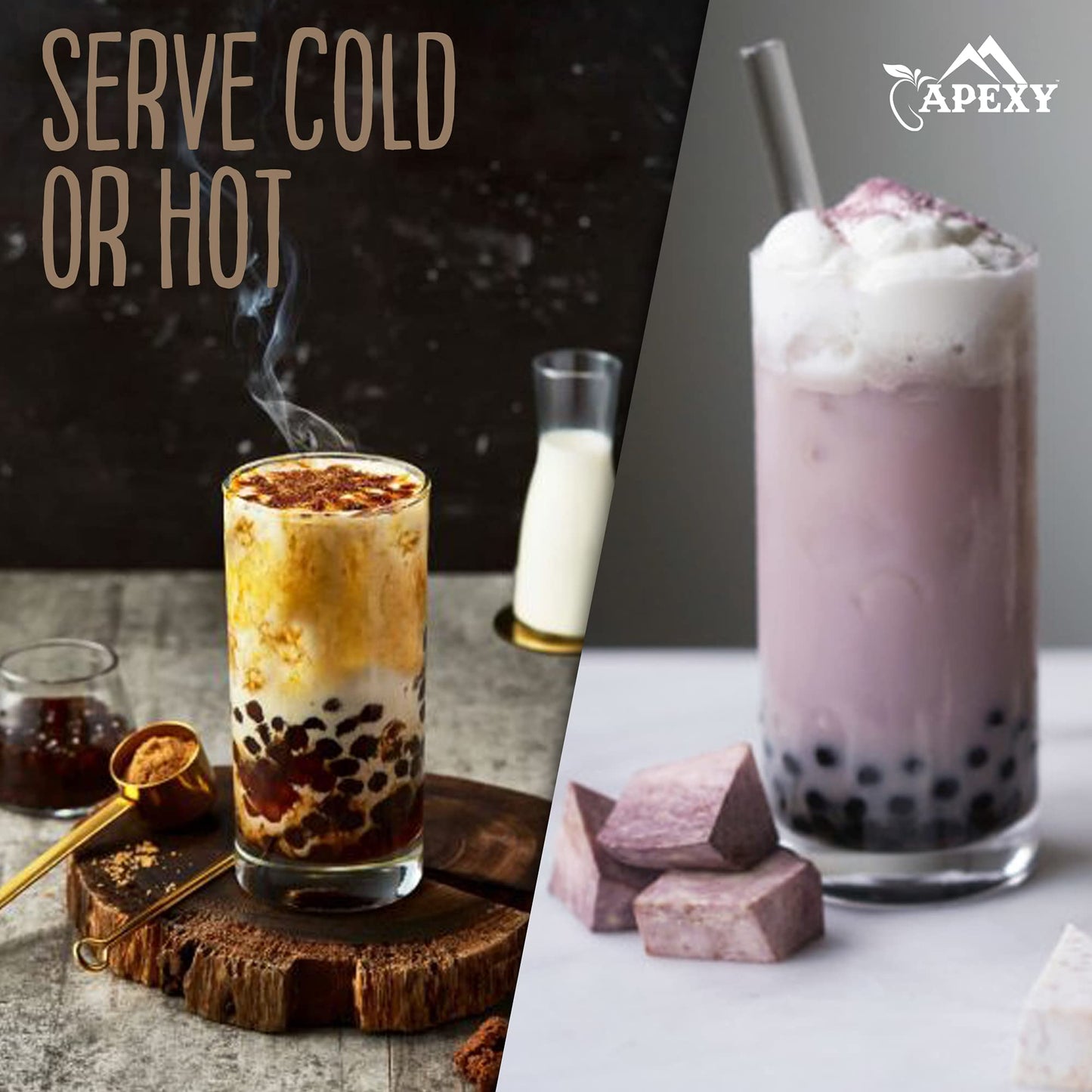 Apexy Premium Bubble Tea Powder Mix, 15.87 oz, Taro Bubble Tea, Instant 3 in 1 Bubble Tea Mix, Smoothie Mix, For Hot or Cold Dri