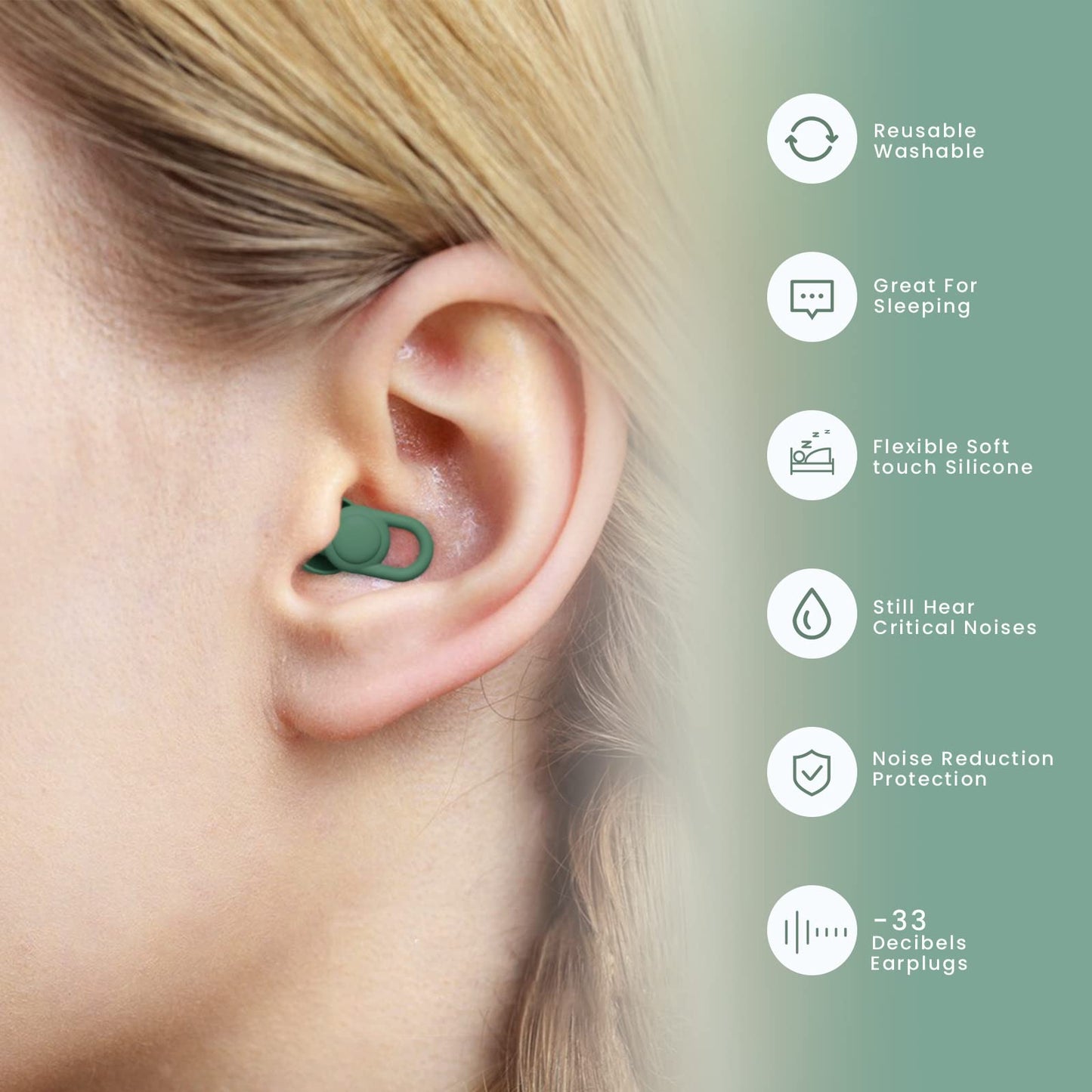 Silicone Ear Plugs For Noise Reduction - Reusable Soft Comfortable Earplugs For Sleeping,Noise Sensitivity & Flights -16 Ear Tip