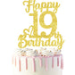 19 Birthday Cake Toppers-Gold Glitter, 19Th Cake Topper For Boy,19 Cake Topper For Girl, 19Th Birthday Decorations,19Th Birthday