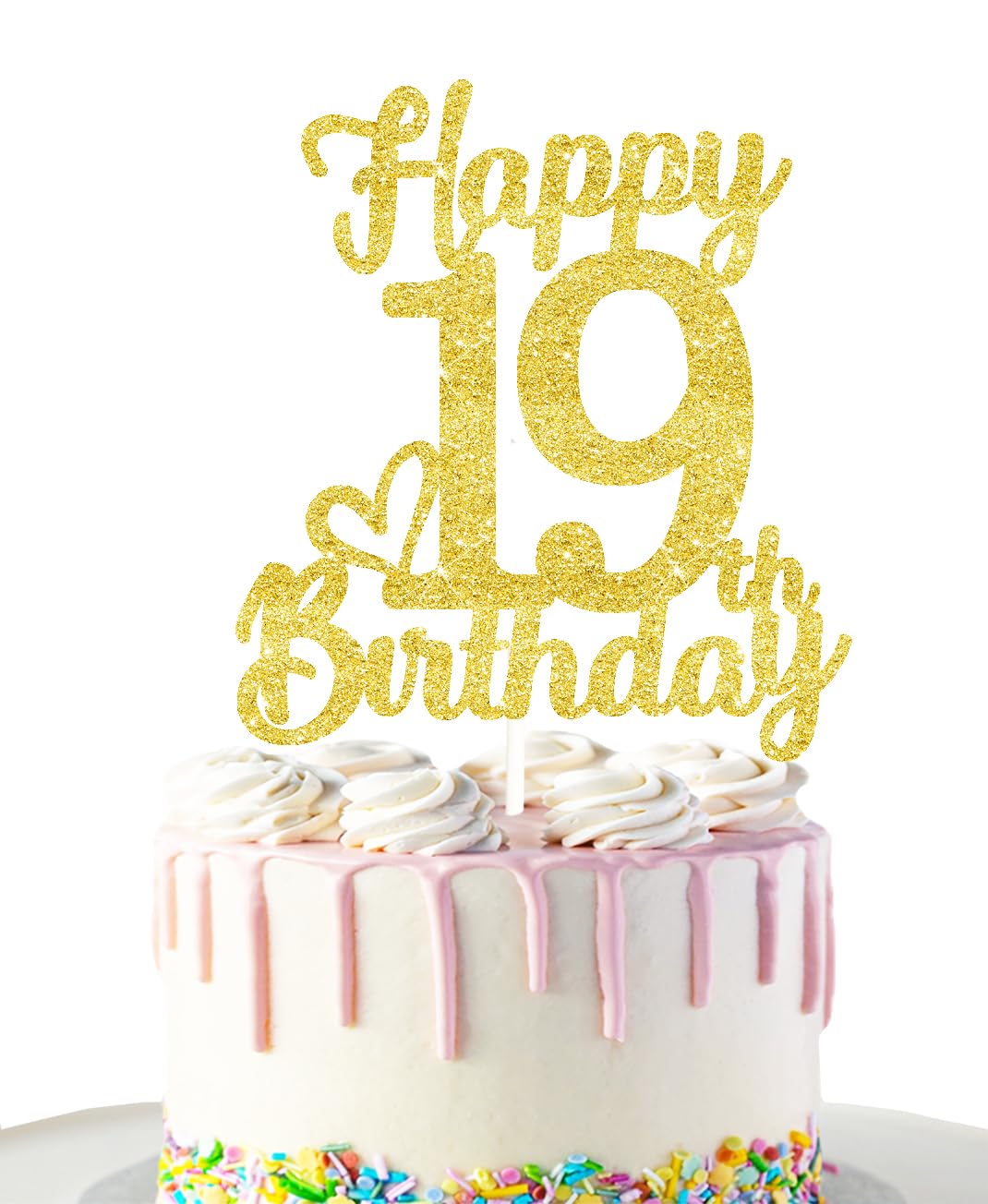 19 Birthday Cake Toppers-Gold Glitter, 19Th Cake Topper For Boy,19 Cake Topper For Girl, 19Th Birthday Decorations,19Th Birthday