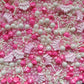 Edible Pink Crown Pearl Sugar Sprinkles Candy Mix Size Baking Edible Cake Decorations Cupcake Toppers Cookie Decorating Wedding Party Valentine Halloween Christmas Supplies 100G/3.53Oz
