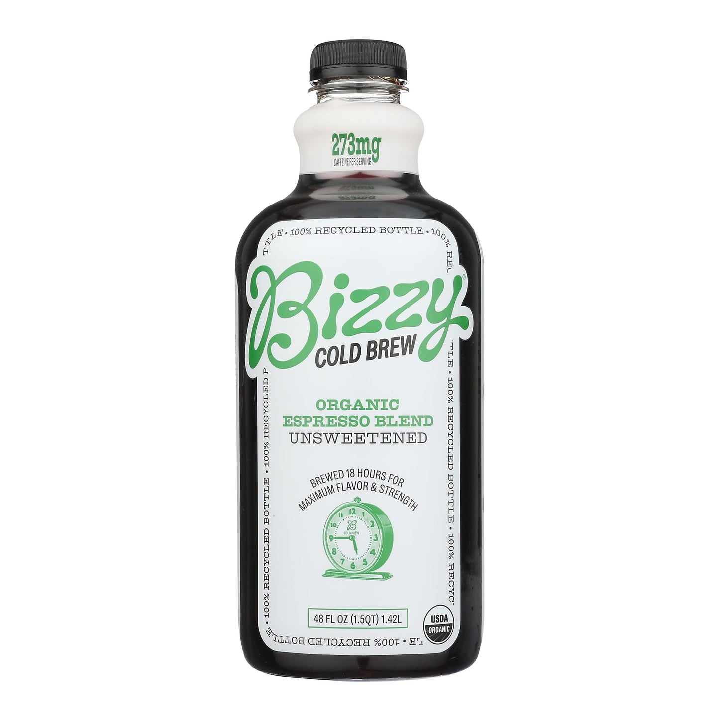 Bizzy Cold Brew Coffee  Organic  Espresso Blend  Unsweetened - 48 Fl Oz