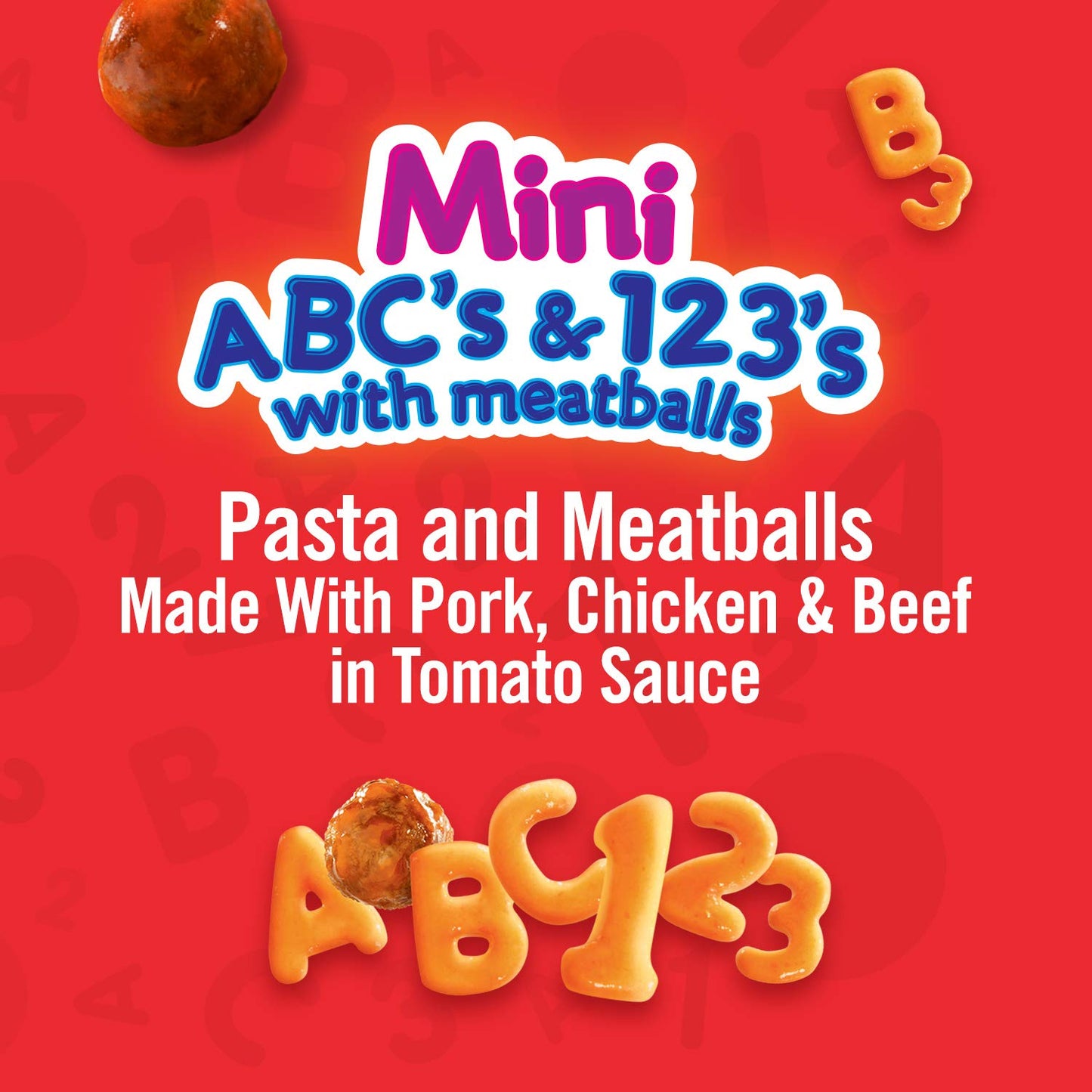 Chef Boyardee Mini ABC's and 123's with Meatballs, Microwave Food, 7.5 OZ Microwavable Bowl (12 Bowls)