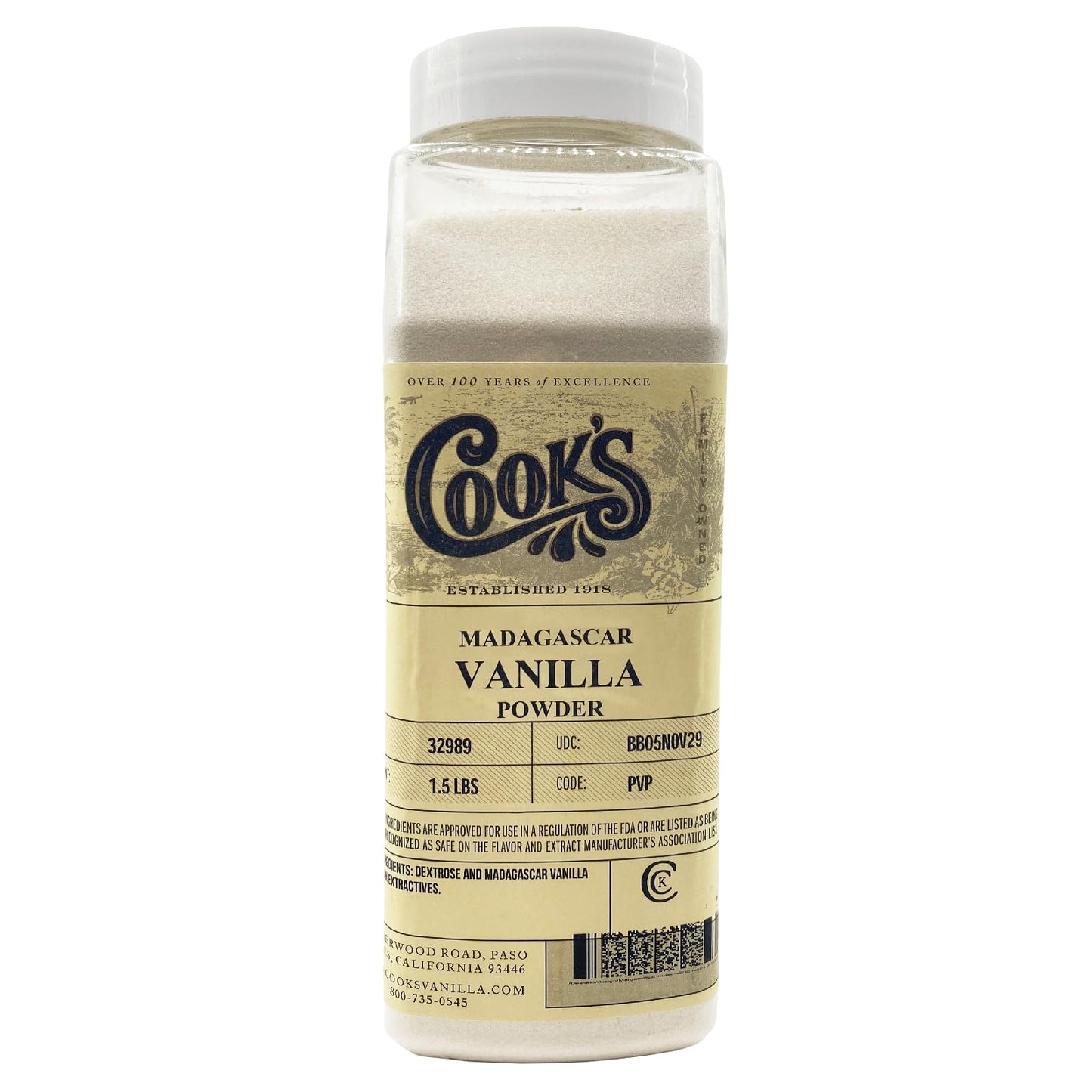 COOKS Vanilla Powder, Gourmet Fresh Premium, 24 Ounce (Pack of 1)