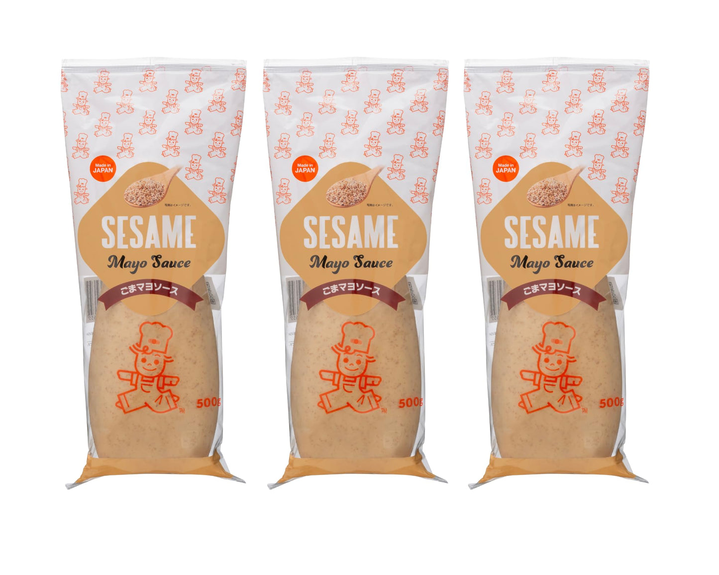 Sesame Mayo Sauce- 3pack, Enjoy it with sushi rolls, udon salad, steamed chicken, sandwiches, and more. A rich mayo with roasted