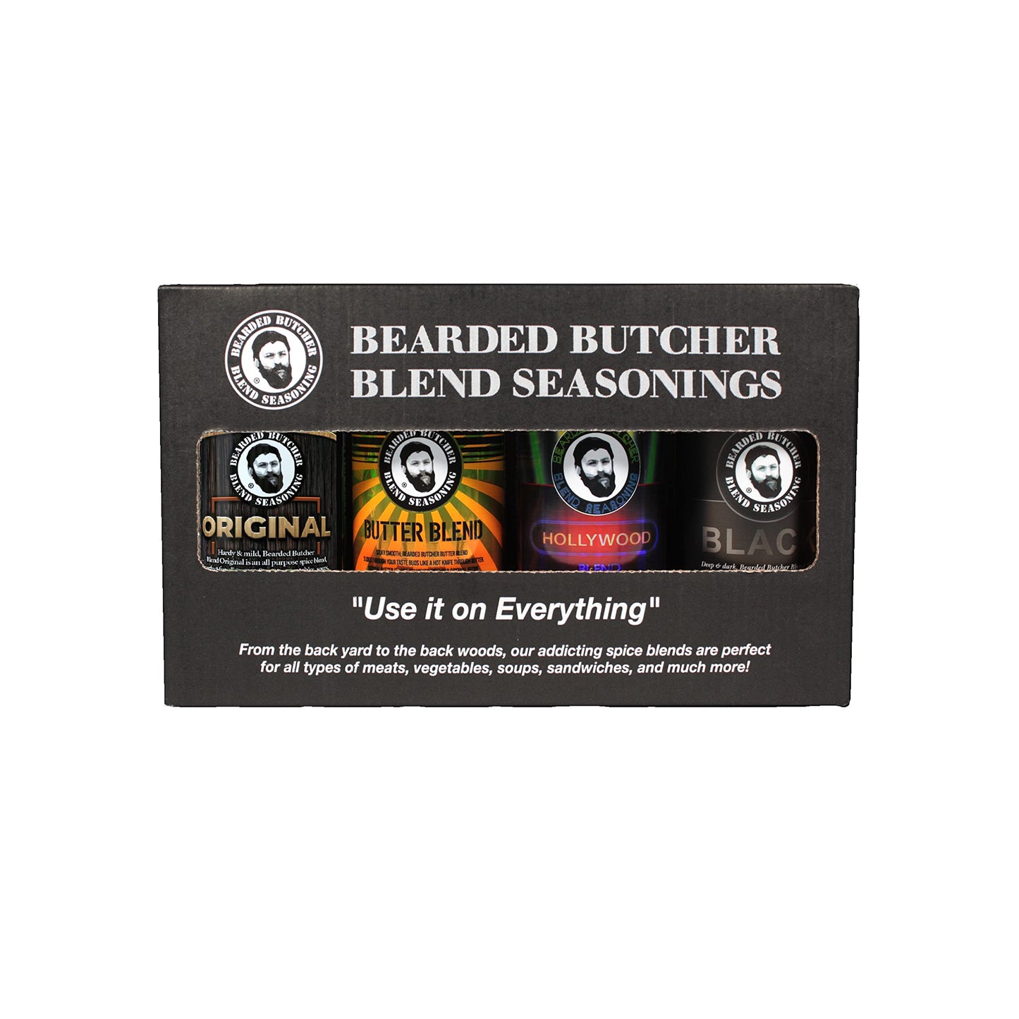 Bearded Butchers 4-Pack Seasoning Bundle, Includes Original, Black, Butter, And Hollywood Blends - Get As A Gift Or Use For Any