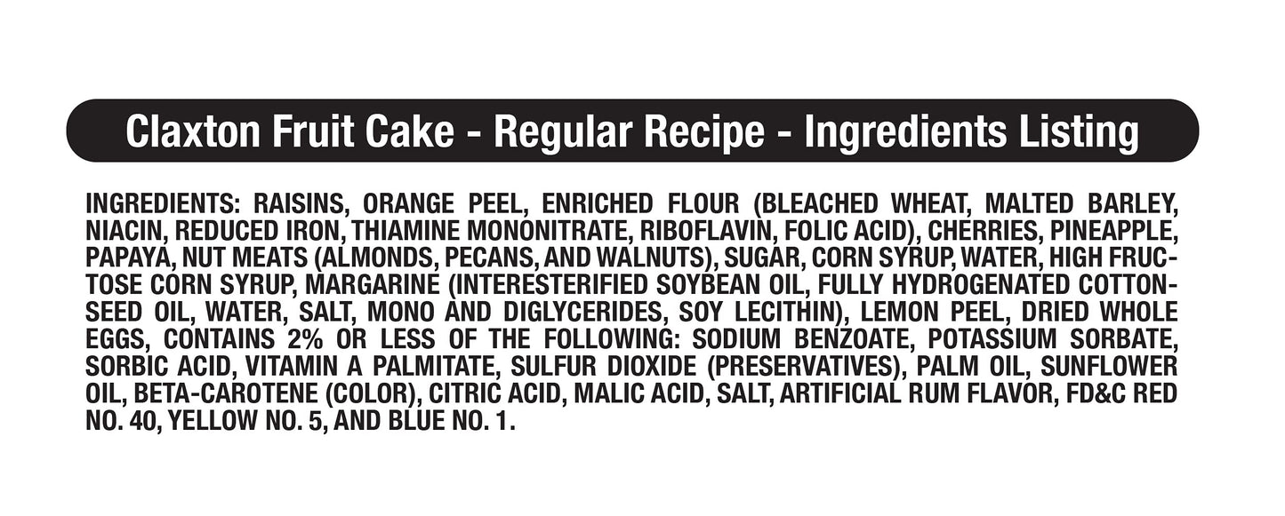Claxton Fruit Cake - 2-1 Lb. Regular Recipe - Each Cake Individually Wrapped For Freshness In Our, Signature Claxton Carton