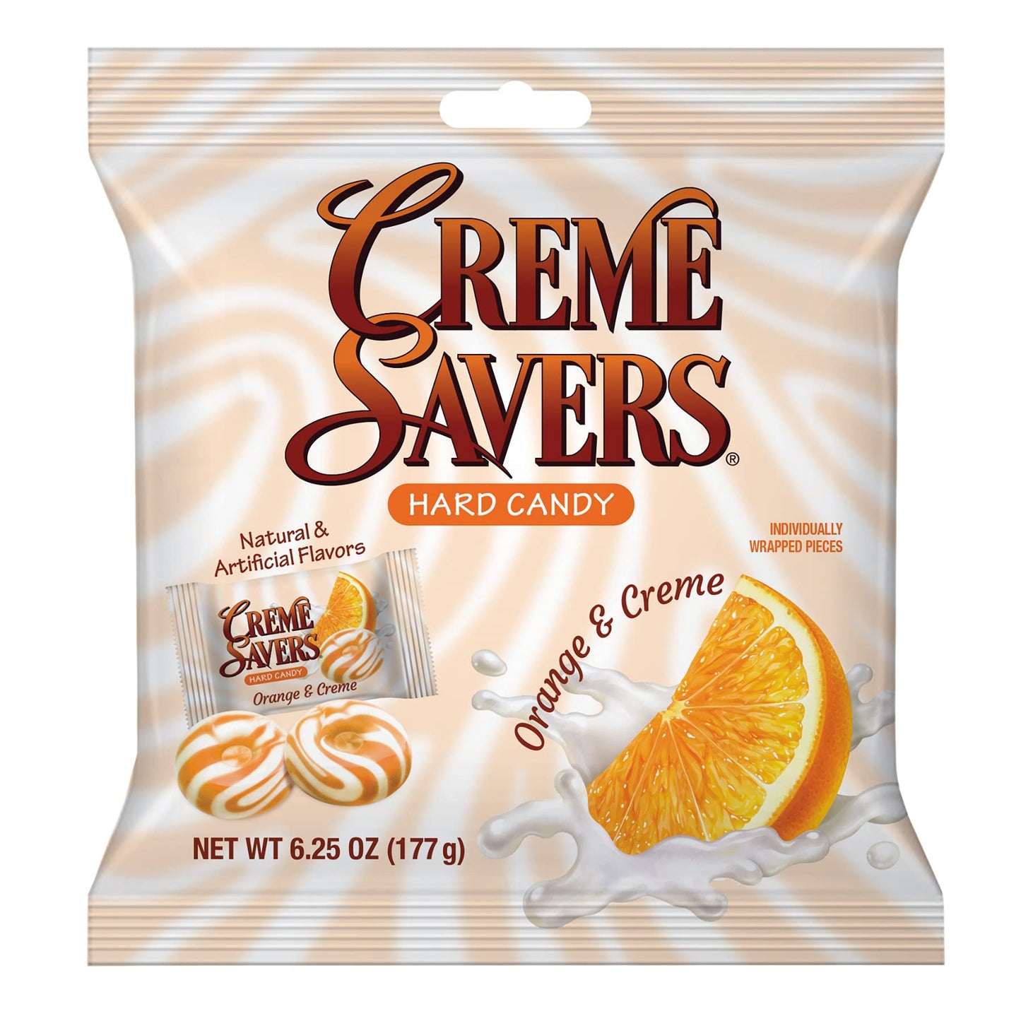 Crème Savers Orange and Creme Hard Candy - 6.25oz Bag, Classic Flavor, Orange