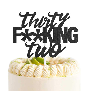 Thirty Two Black Glitter Cake Toppers 32 Years Old 32Nd Birthday Party Decorations Supplies