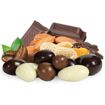 Gourmet Chocolate Bridge Mix Medley by Its Delish, 2 Lbs Bulk Bag | Dark, Milk, and White Chocolate Coated Peanuts, Almonds, Rai