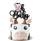Gyufise 1Pc Cow Oh Baby Cake Topper Glitter Farm Animals Oh Baby Cow Cake Pick For Gender Reveal Theme Baby Shower Kids Boys Gir