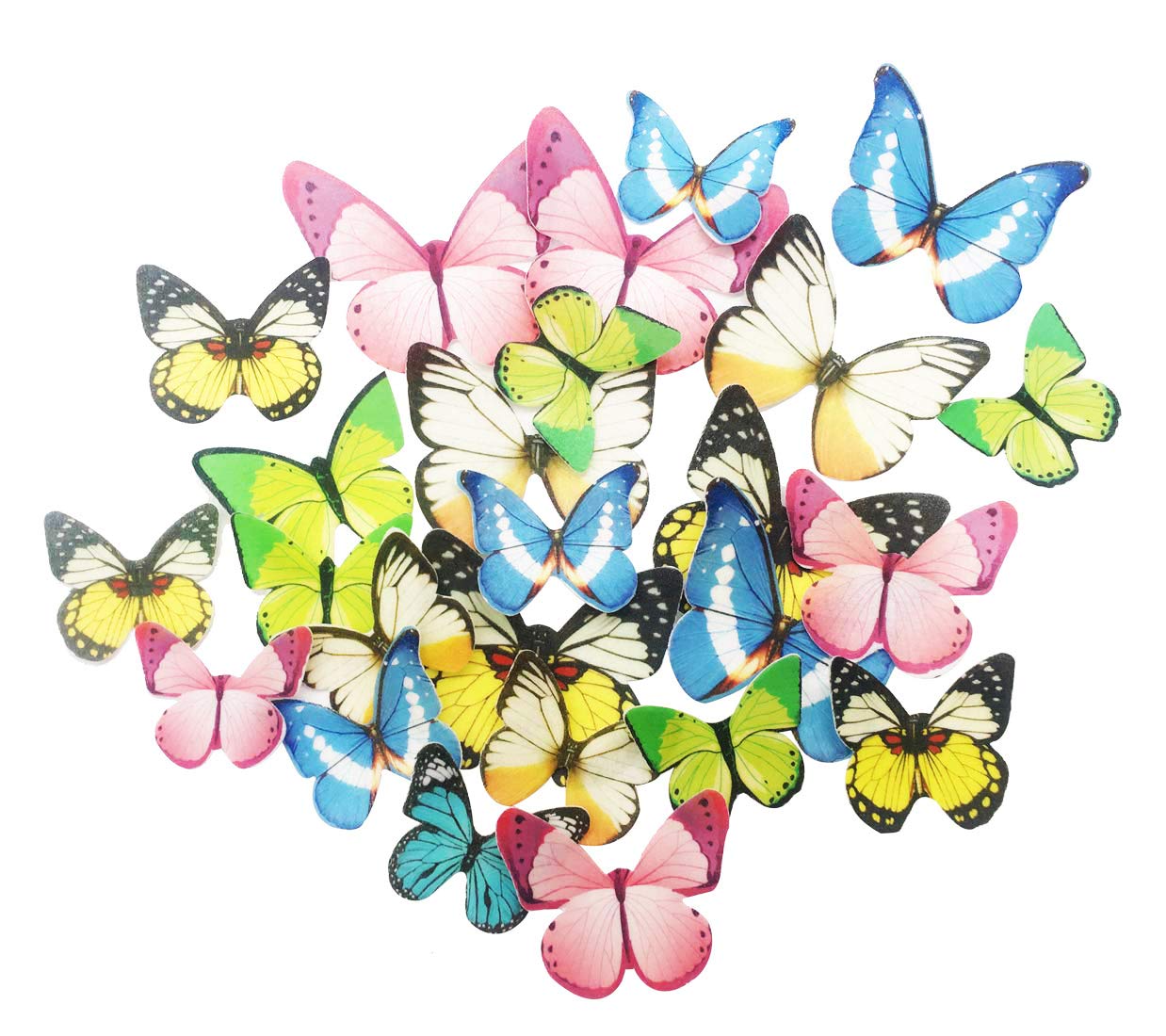 Set Of 30 Edible Cupcake Toppers Wedding Cake Birthday Party Food Decoration Mixed Size & Colour (Butterfly)