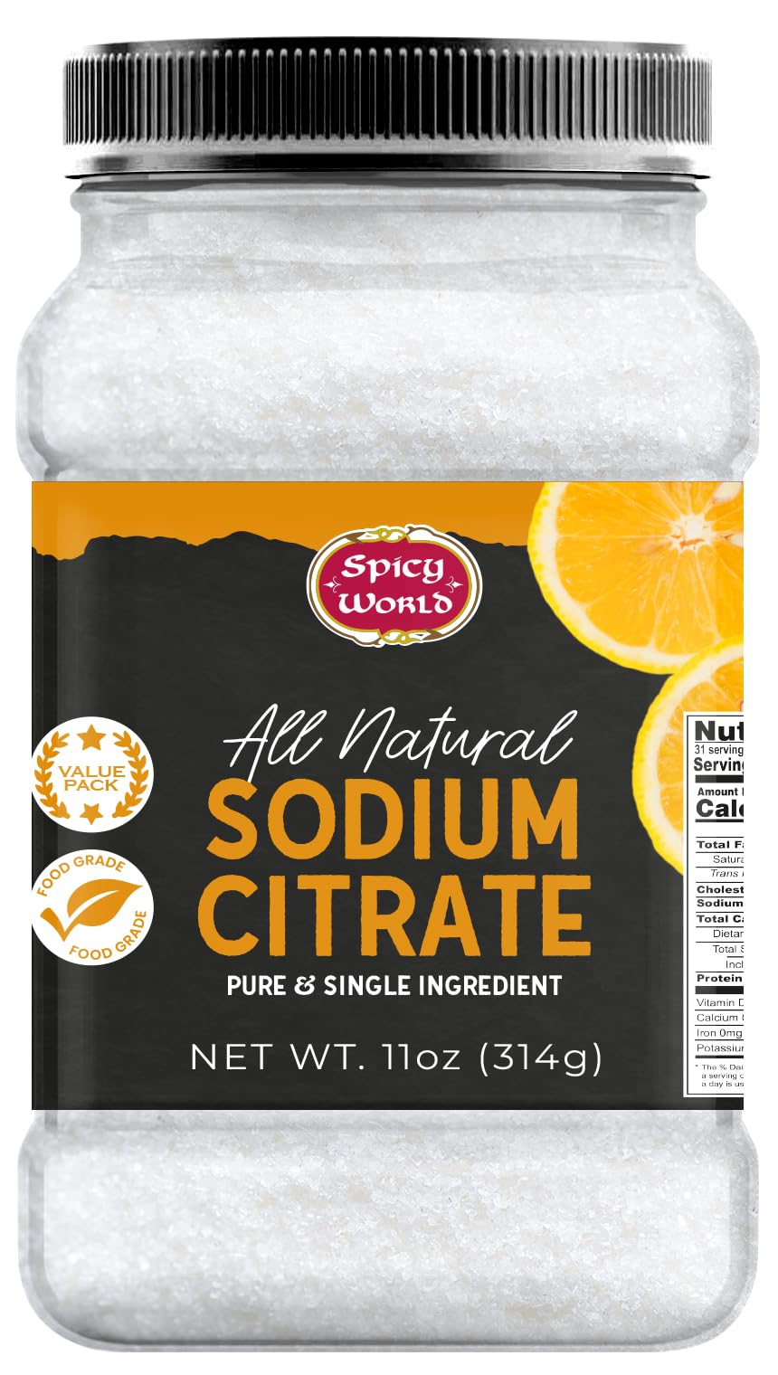 Sodium Citrate 11oz Jar - Food Grade, Non-GMO, Natural Flavor Enhancer, Emulsifier for Cheese, Spherification, and Molecular Gas