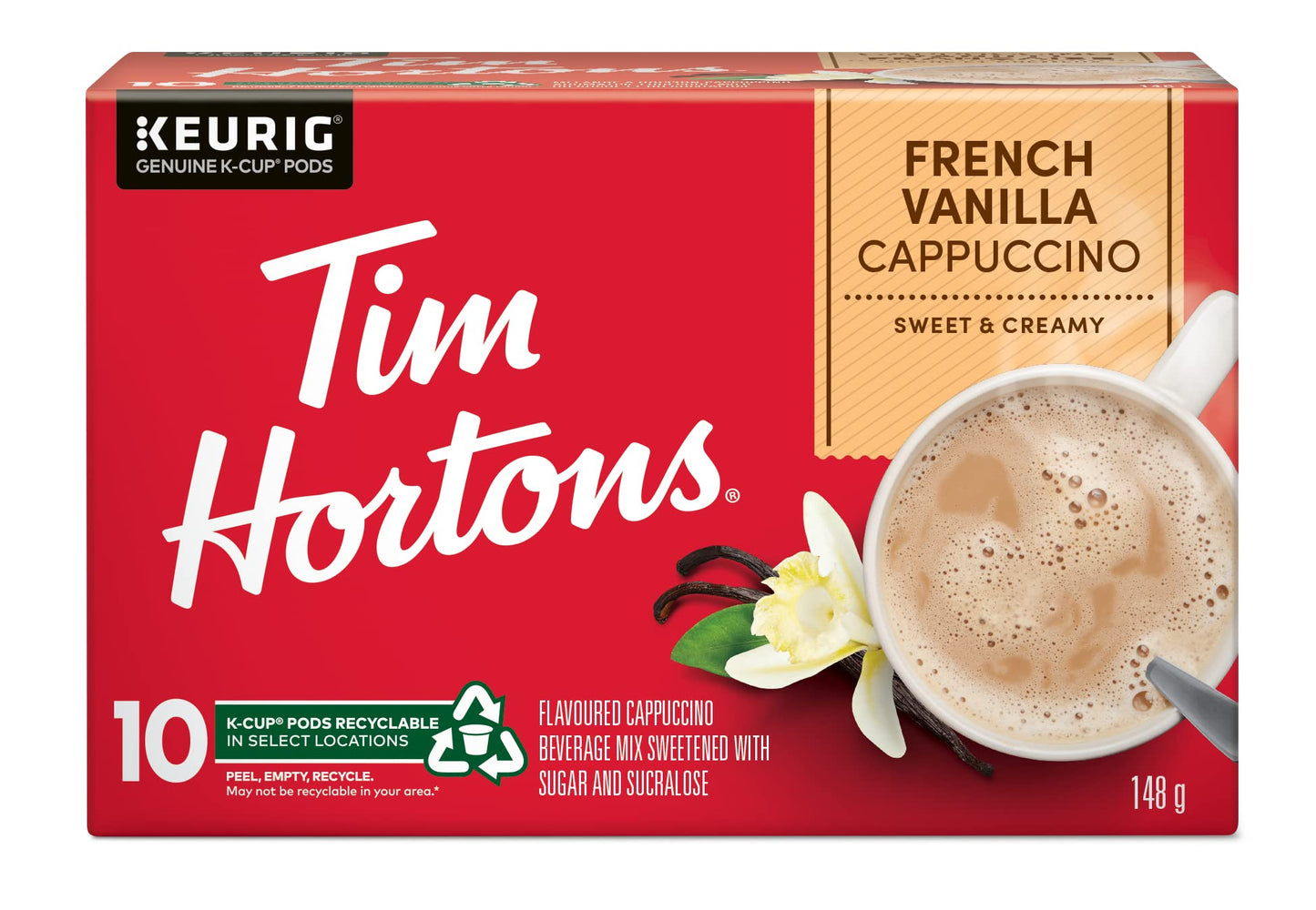 Tim Hortons French Vanilla Cappuccino K-Cup Pods, 60 Count, Single Serve