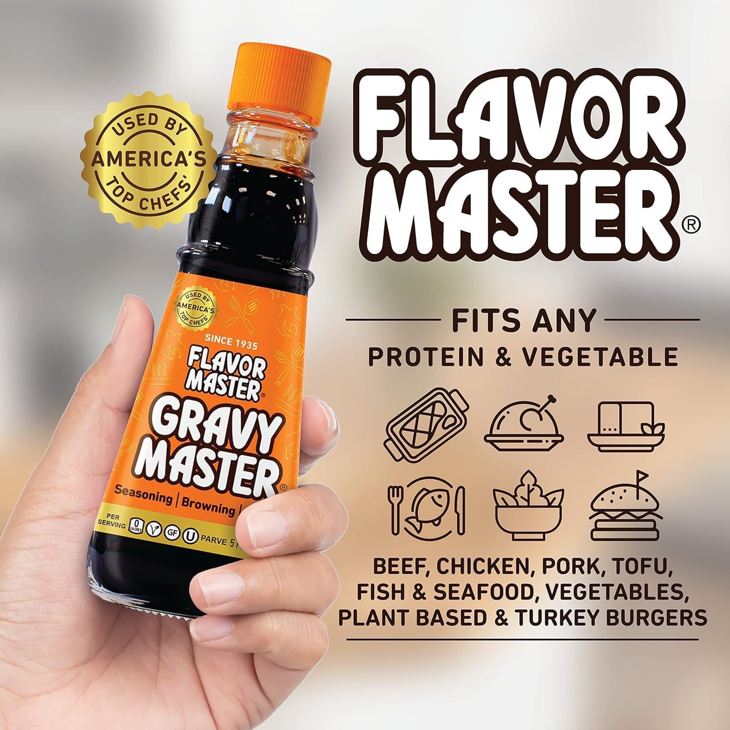 Gravy Master: Grilling, Seasoning And Browning Sauce - Ready To Use - 1 Bottle (5 Fl Oz) - Vegetarian, No Gluten, Kosher, Pareve