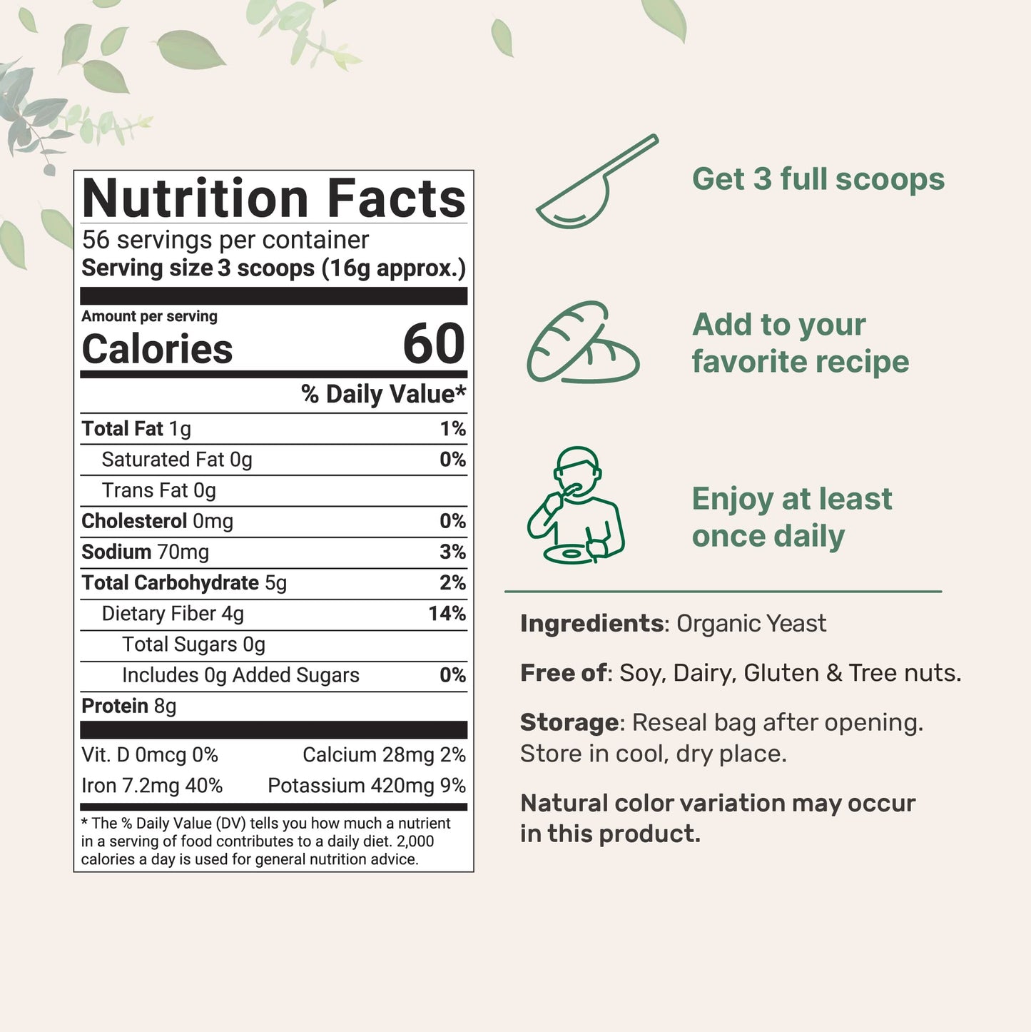 Organic Non-Fortified Nutritional Yeast Flakes, 2 Pounds (32oz) | Rich in Vegan Protein, B Vitamins & Beta-glucans | Keto Friend