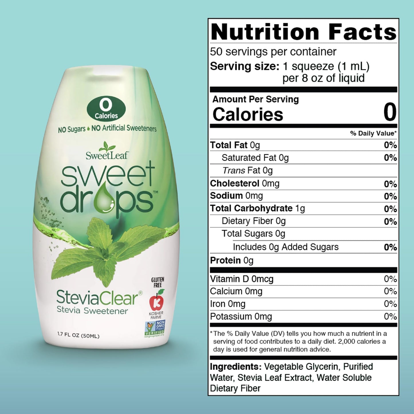 SweetLeaf SteviaClear Sweet Drops Liquid Sweetener, No Bitter Aftertaste, 1.7 Fl Oz (Pack of 6), Non-GMO, Squeezable