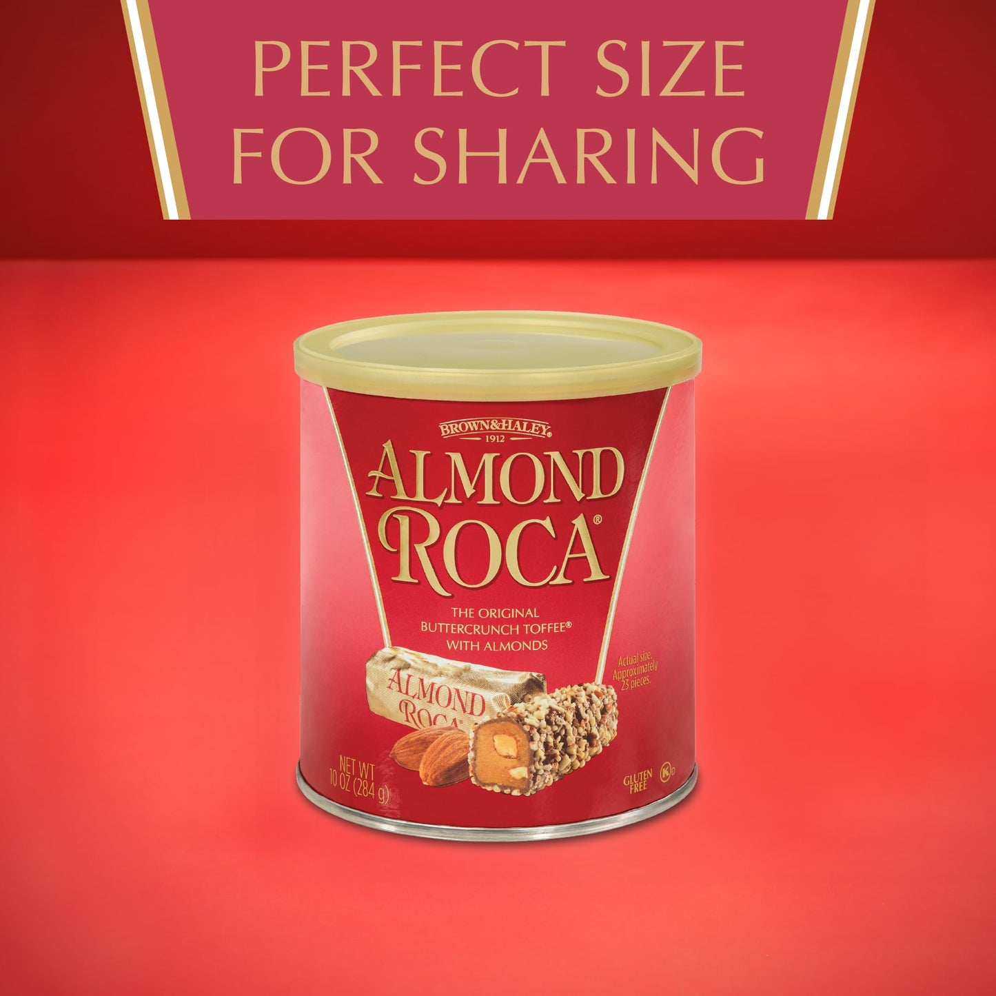 Almond Roca Pack of 1-10oz Individually Wrapped Chocolate Candy - Original Buttercrunch Toffee with Almonds - Gluten Free, Koshe
