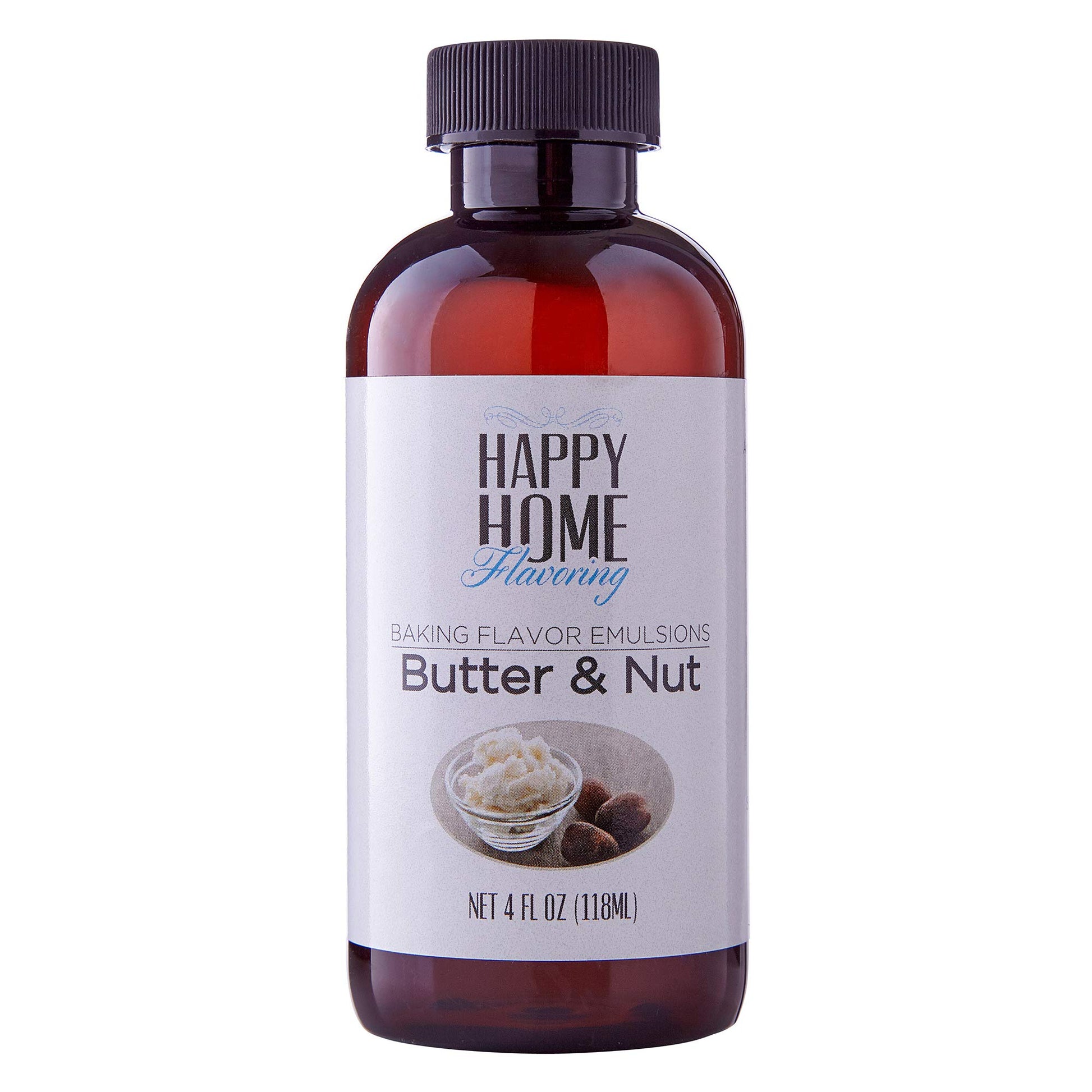 Happy Home Imitation Butter & Nut Baking Flavor Emulsion, Certified Kosher, 4 oz.