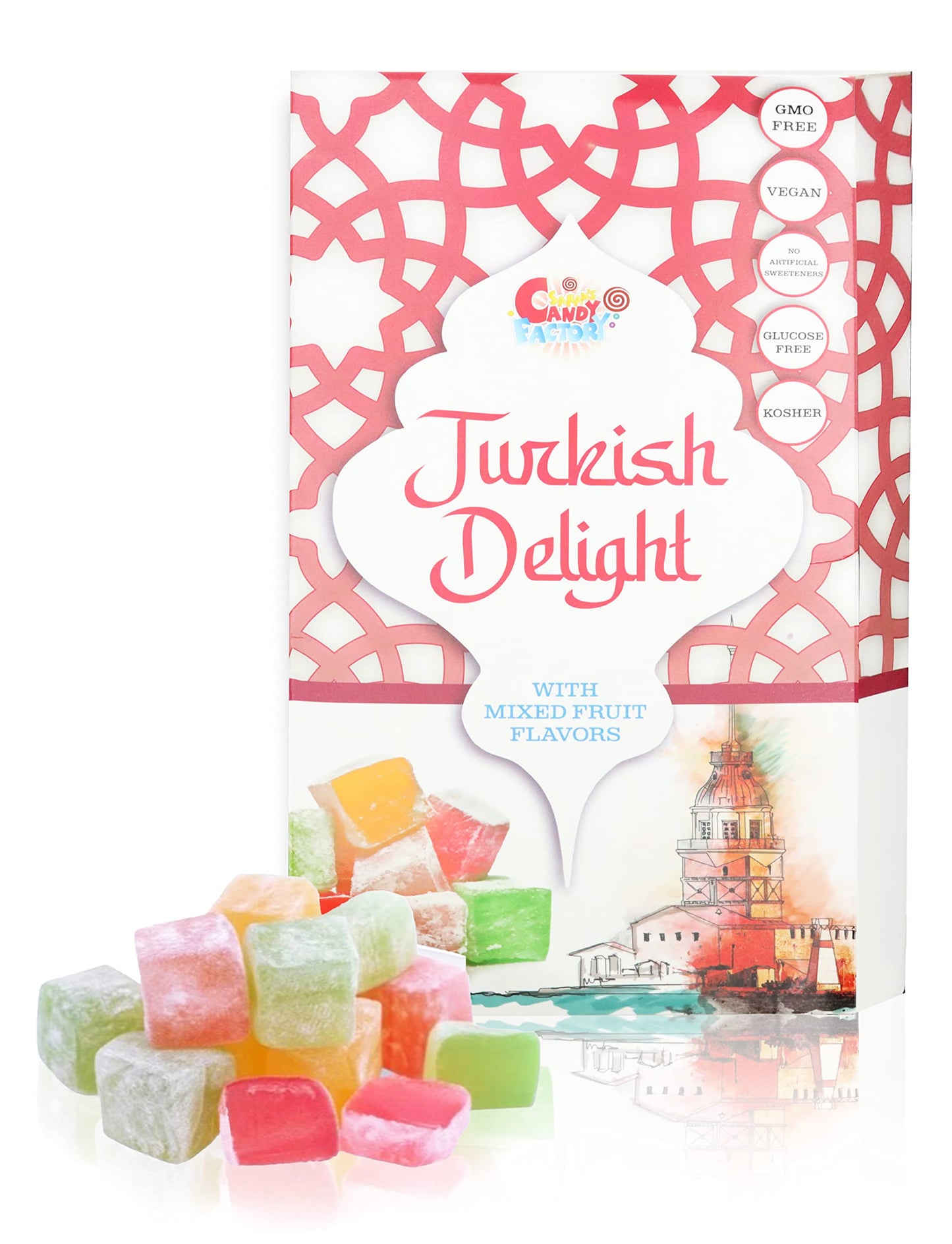 Sarahs Candy Factory Turkish Delight With Assorted Fruit Flavors (15.8 Oz) Gift Box For Everyone