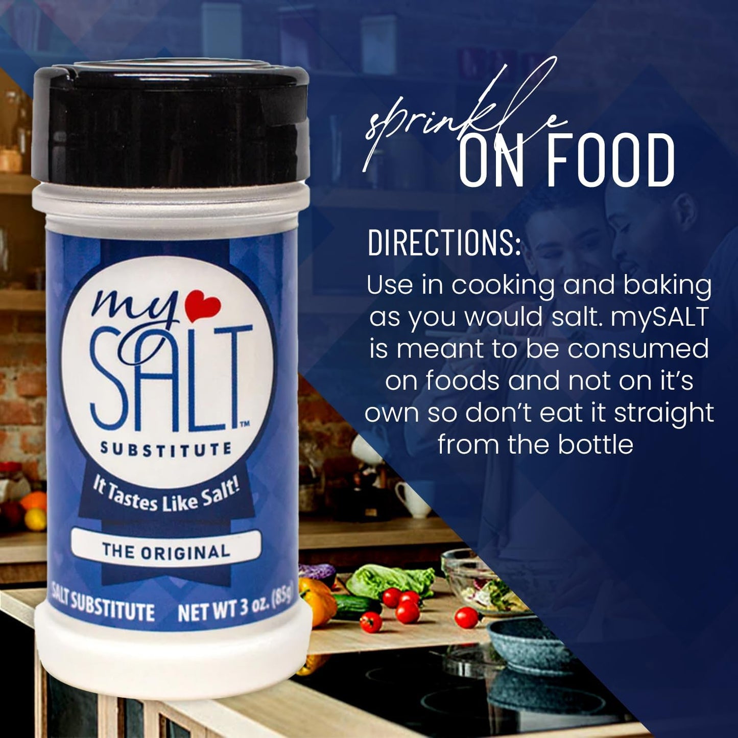 3 Pack - Mysalt Sodium-Free Salt Substitute Variety Pack - 3 Shaker Bundle: Original, Butter, Garlic - 0Mg Sodium - Clean Label
