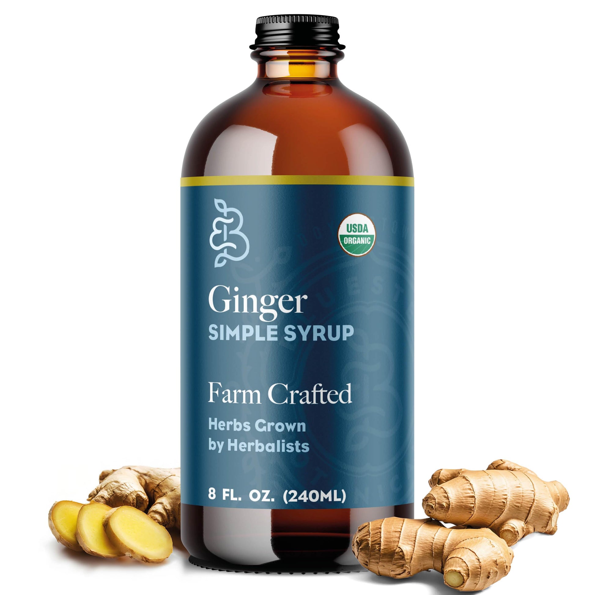 Bluestem Botanicals Organic Ginger Simple Syrup, Non-Alcoholic Mixer, 8 oz